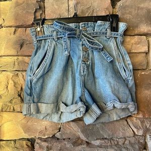 denim high waisted button and tie Jean shorts